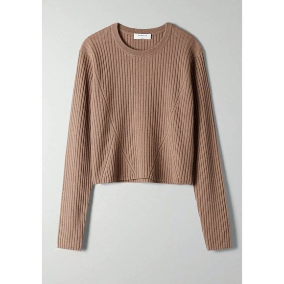 Aritzia Sweaters - Aritzia Babaton Camel "New Nathaniel Sweater" Cropped fitted longsleeve, size XS